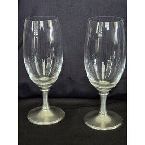Set Of 2 Vintage Williams-Sonoma WMS20 Pewter Stem Wine Glass Goblet 95% Pewter